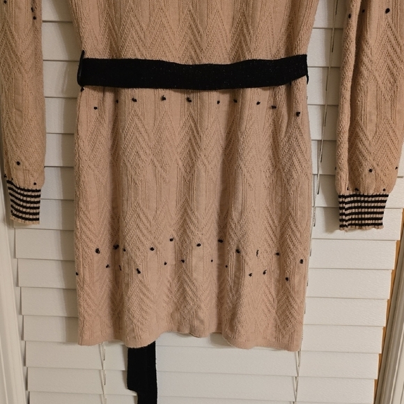 MANOUSH Cream and Black Cotton Long Cardigan with Textured Knit - Picture 8 of 14